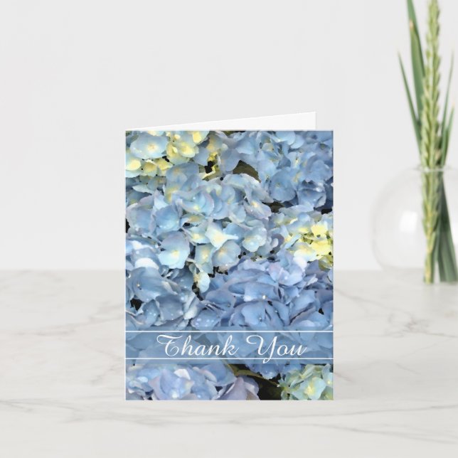 Blue Hydrangea Floral Bridesmaid Thank You Card (Front)
