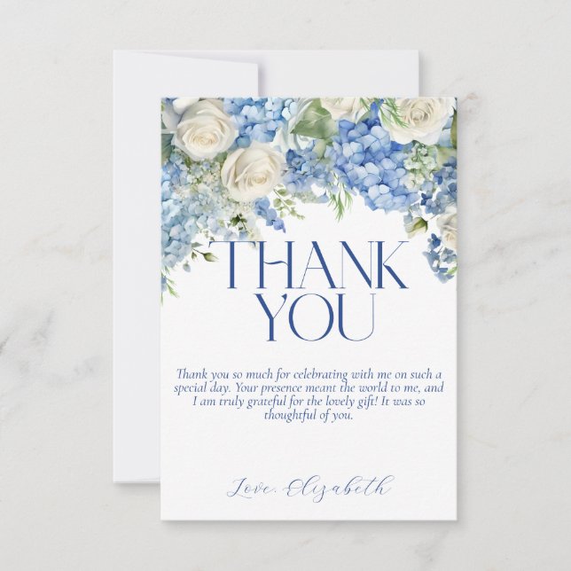 Blue Hydrangea Floral Fête des mariées Carte de re (Devant)
