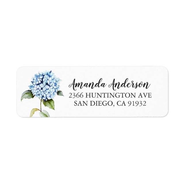 Blue Hydrangea Floral Fêtes des mariées Étiquettes (Devant)