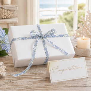 Blue Hydrangea Floral Gift Ribbon Satin Ribbon