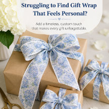Blue Hydrangea Floral Gift Ribbon