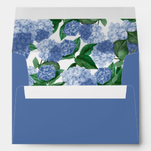 Blue Hydrangea Floral Greenery  5x7 Wedding Invite Envelope