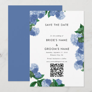 Blue Hydrangea Floral Greenery Modern Wedding Save The Date