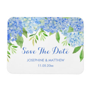 Blue Hydrangea Floral Greenery Save the Date Magnet