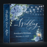 Blue Hydrangea Floral Lantern Navy Wood Wedding Binder<br><div class="desc">This floral binder will be perfect for personal use and an event like weddings,  bridal showers and baby showers.</div>