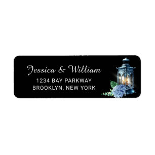 Blue Hydrangea Floral Lanterne noir Boho Mariage