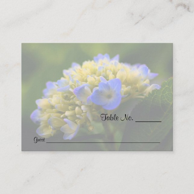 Blue Hydrangea Floral Mariage Table Place Cartes (Devant)
