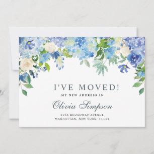 Blue Hydrangea Floral Moving Announcement Cards