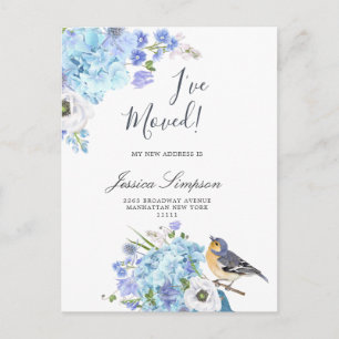Blue Hydrangea Floral Moving Announcement Cards