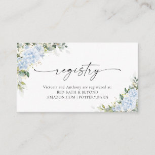 Blue Hydrangea Floral Registry Enclosure Card