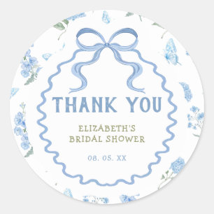 Blue Hydrangea Floral Thank You Classic Round Stic Sticker