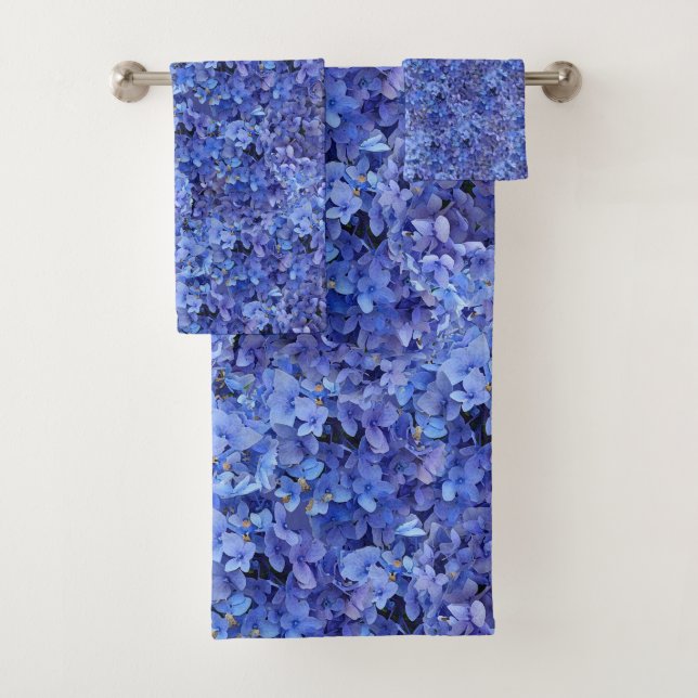 Blue Hydrangea Floral Towel Set (Insitu)