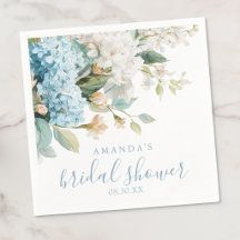 Blue Hydrangea Floral Watercolor Bridal Shower