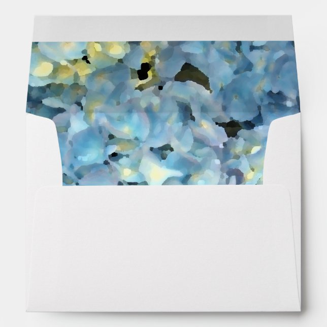 Blue Hydrangea Floral Wedding Envelope (Back (Bottom))