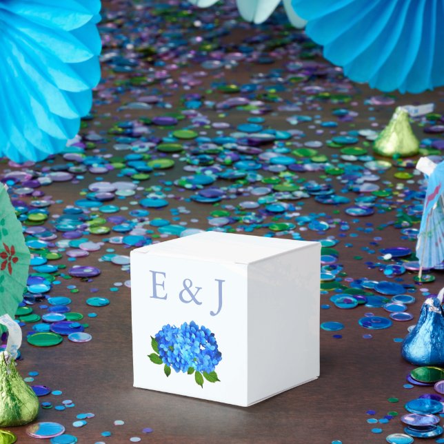 Blue Hydrangea Floral Wedding Favor Box (Party)