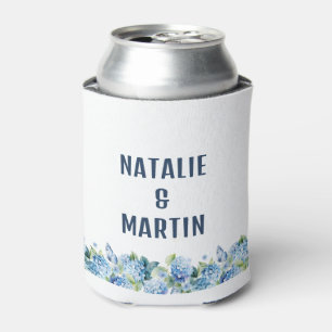 Blue Hydrangea Floral Wedding Favour Can Cooler