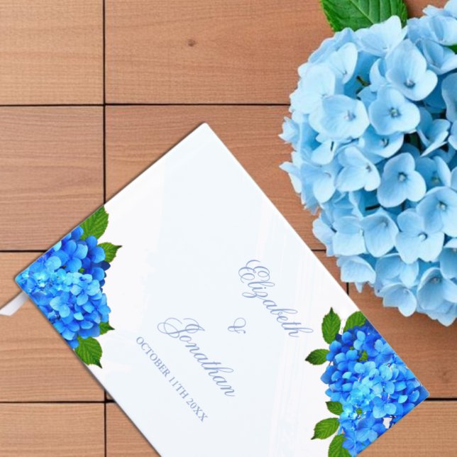 Blue Hydrangea Floral Wedding Guest Book (Creator Uploaded)