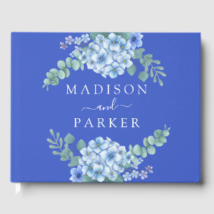 Blue Hydrangea Floral Wedding Guest Book