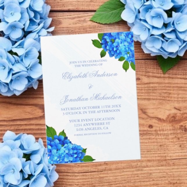 Blue Hydrangea Floral Wedding Invitation (Creator Uploaded)