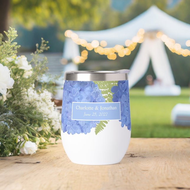 Blue Hydrangea Floral Wedding Personalized Names (Wedding)