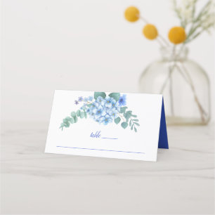 Blue Hydrangea Floral Wedding Place Card
