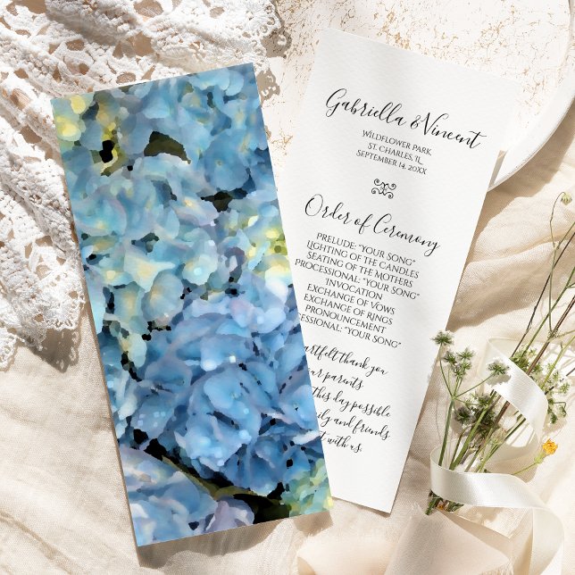 Blue Hydrangea Floral Wedding Program (Creator Uploaded)