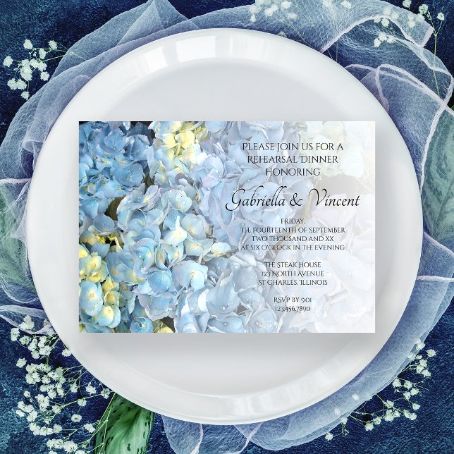 Blue Hydrangea Floral Wedding Rehearsal Dinner Invitation (Creator Uploaded)