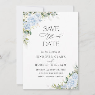 Blue Hydrangea Floral Wedding Save The Date