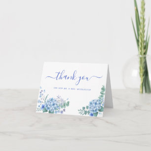 Blue Hydrangea Floral Wedding Thank You Card