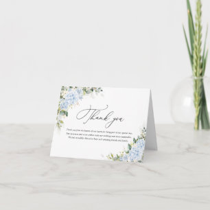 Blue Hydrangea Floral Wedding Thank You Card