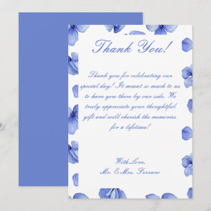 Blue Hydrangea Floral Wedding Thank You Card