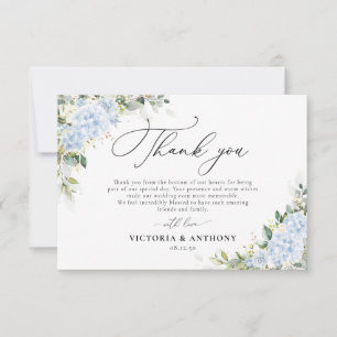 Blue Hydrangea Floral Wedding Thank You Cards