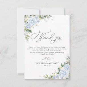 Blue Hydrangea Floral Wedding Thank You Cards
