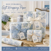 Blue Hydrangea Floral Wrapping Paper