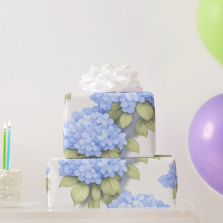 Blue Hydrangea Floral Wrapping Paper