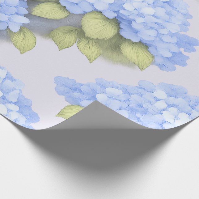 Blue Hydrangea Floral Wrapping Paper (Corner)