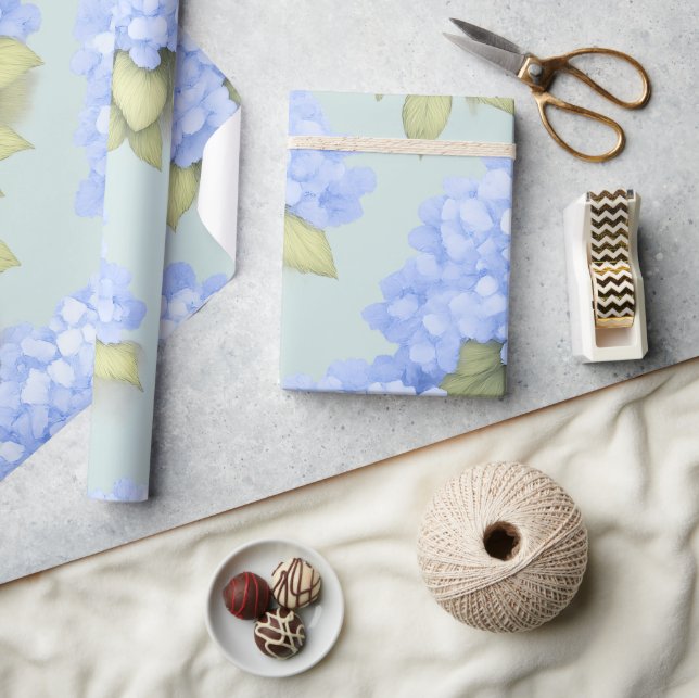 Blue Hydrangea Floral Wrapping Paper (Crafts)