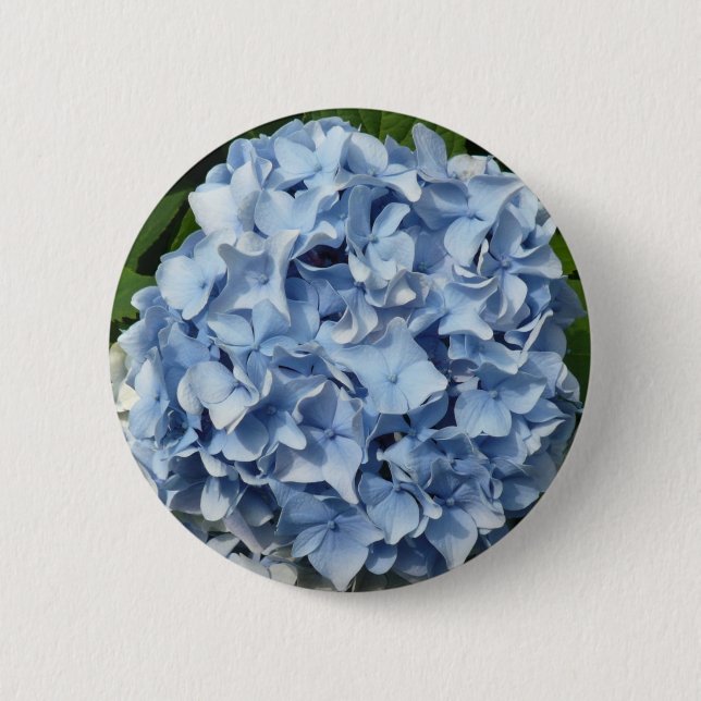 Blue Hydrangea Flower 2 Inch Round Button (Front)