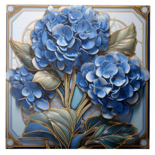 Blue Hydrangea Flower 3D Effect Tile