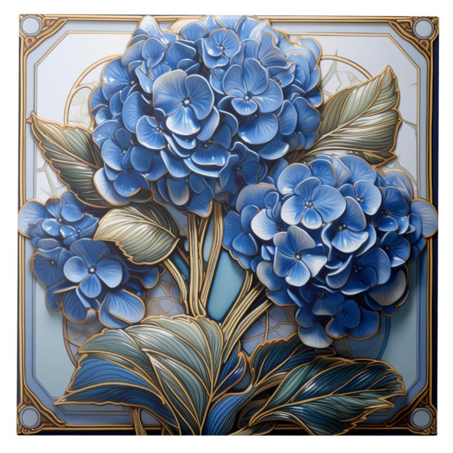Blue Hydrangea Flower 3D Effect Tile (Front)