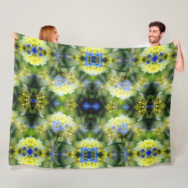 Blue Hydrangea Flower Abstract   Fleece Blanket (In Situ)