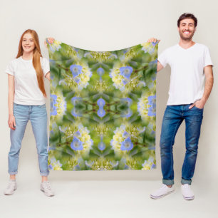 Blue Hydrangea Flower Abstract Fleece Blanket