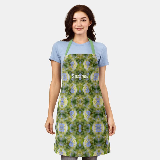 Blue Hydrangea Flower Abstract Personalized    Apron (Worn)