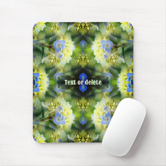 Blue Hydrangea Flower Abstract Personalized Mouse Pad (With Mouse)