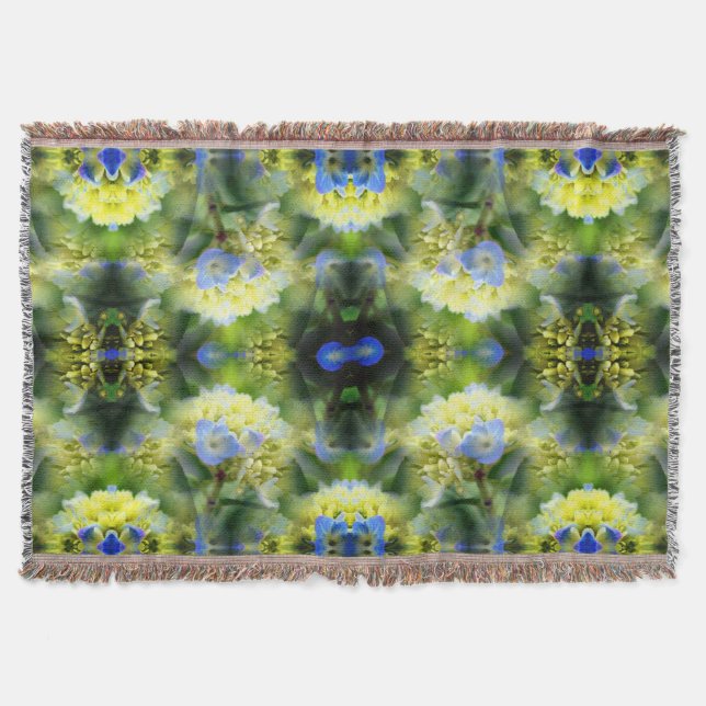 Blue Hydrangea Flower Abstract   Throw Blanket (Front)