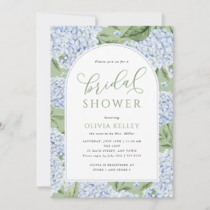 Blue Hydrangea Flower Arch Green Bridal Shower Invitation