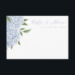 Blue Hydrangea Flower Blooms Floral Advice Card<br><div class="desc">This pretty floral card features watercolor hydrangea flowers and your custom text.  Use the template to fill in your information. The "Customize further" feature can be used to change the font (size,  style,  colour),  and add more lines of text,  change the layout and add text to the back.</div>