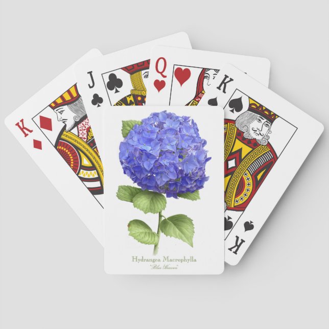 Blue Hydrangea Flower Botanical Art Design Playing Cards (Back)