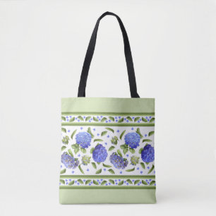 Blue Hydrangea Flower Botanical Art Design Tote Bag