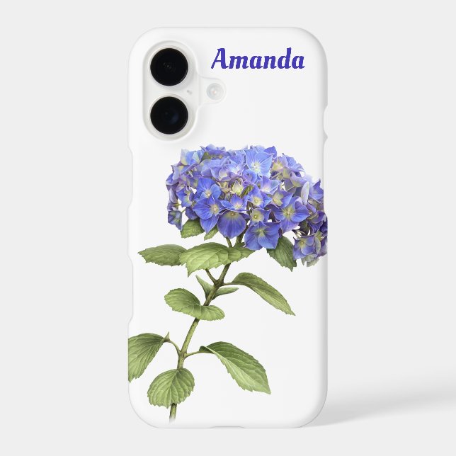 Blue Hydrangea Flower Botanical Art Personalized (Back)